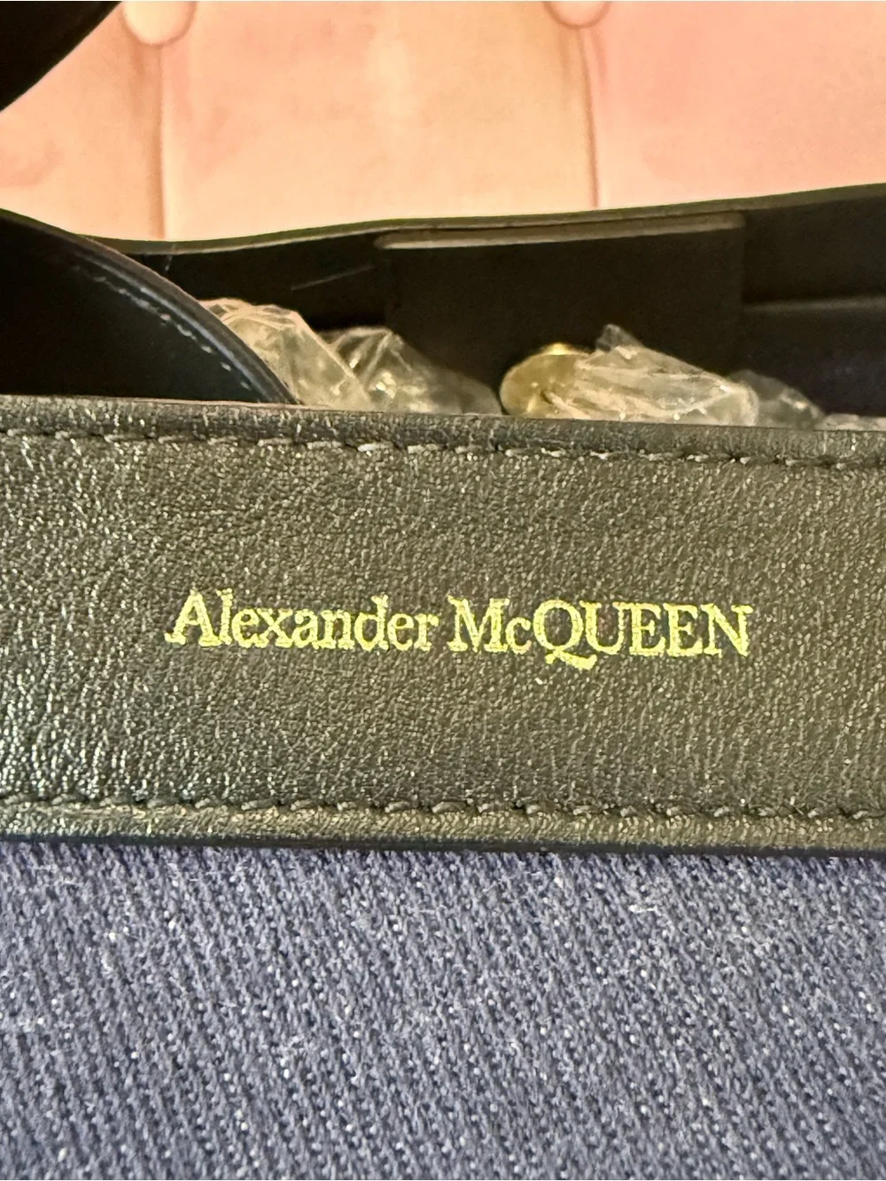 💯Auth! Alexander McQueen “The Bow Bag” Denim w Black Leather Trim & Interior.